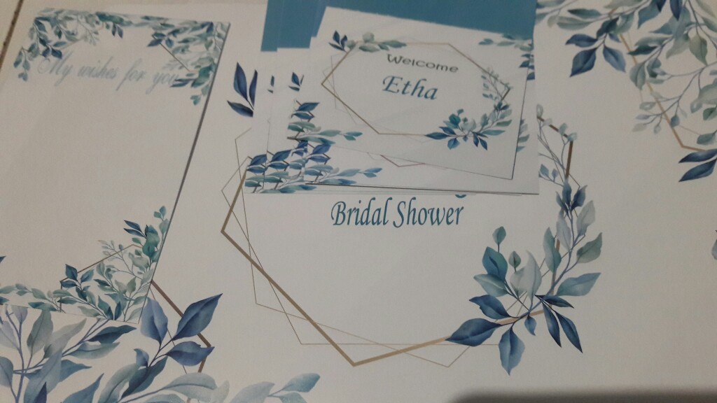 Table Set Bridal Shower Decor (alas Piring, Wish Card, Name Stand)