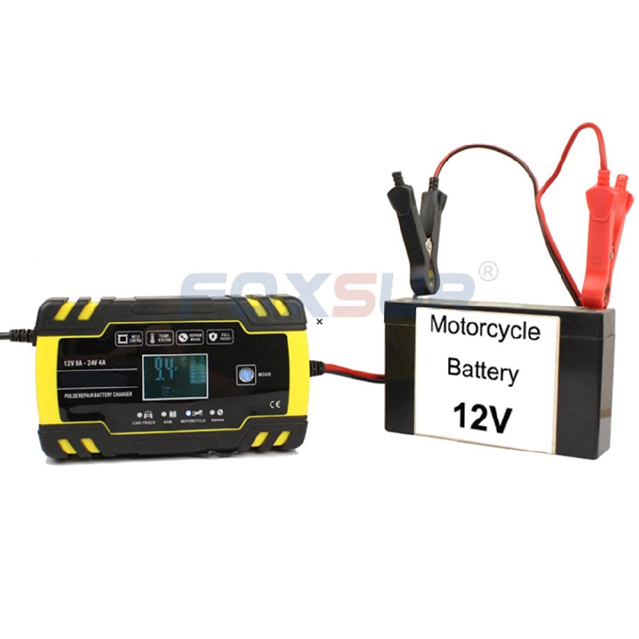 Charger Aki Mobil Motor 140W 12V/24V 150Ah with LCD - FBC122408D - Yellow