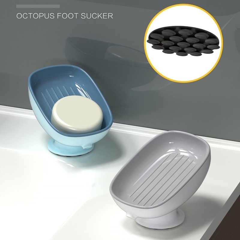 Rak Pengering Sabun / Spons Lapisan Ganda Dengan Suction Cup Kuat Untuk Kamar Mandi / Dapur