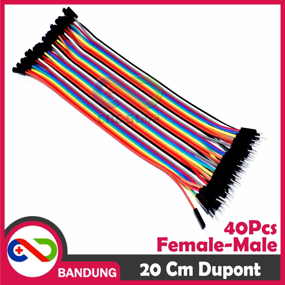 40PCS JUMPER CABLE KABEL 20CM MALE TO FEMALE DUPONT FOR BREADBOARD