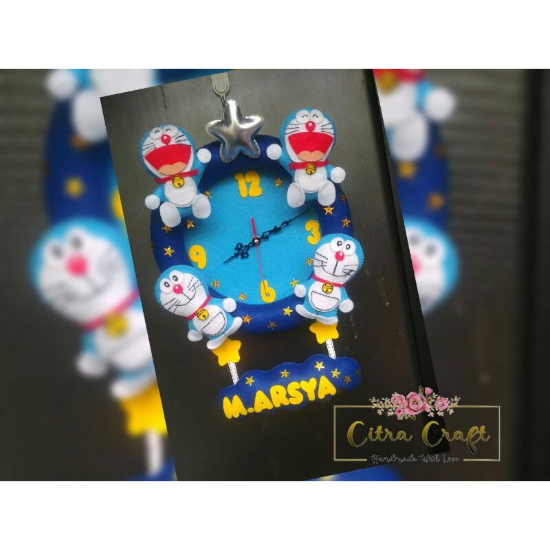 jam dinding,jam dinding flanel,jam dinding doraemon