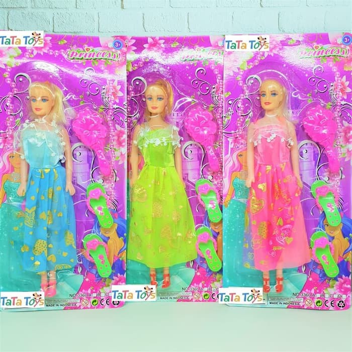 Jual Mainan Boneka Princess Barbie Dengan Aksesoris Sandal & Sisir Murah