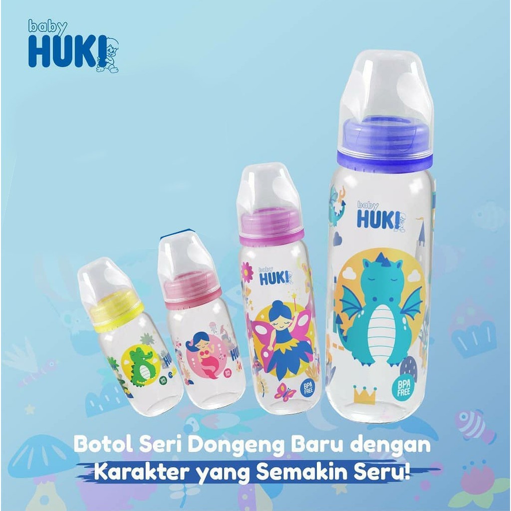 [DB] Huki Baby Botol Susu Bayi Dot Regular Seri Dongeng 120 / 240ml - Nipple Bulat 120ml / 240 ml