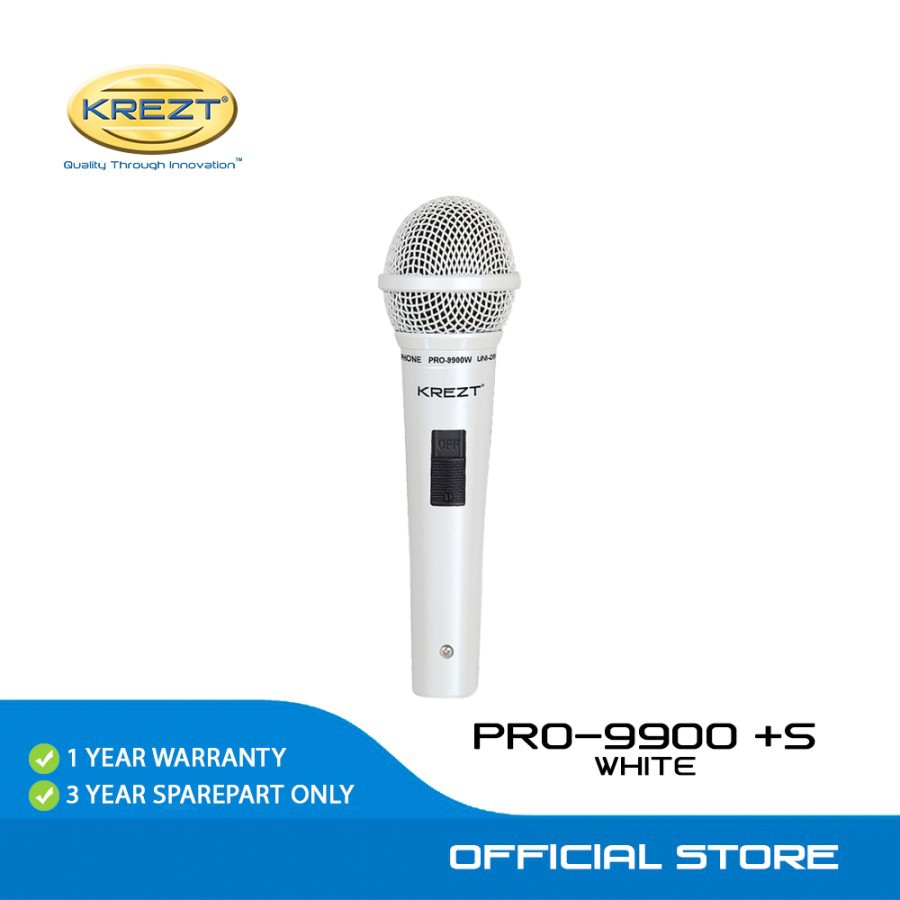 PROFESSIONAL DYNAMIC MICROPHONE KREZT PRO-9900 WHITE - WITH SWITCH