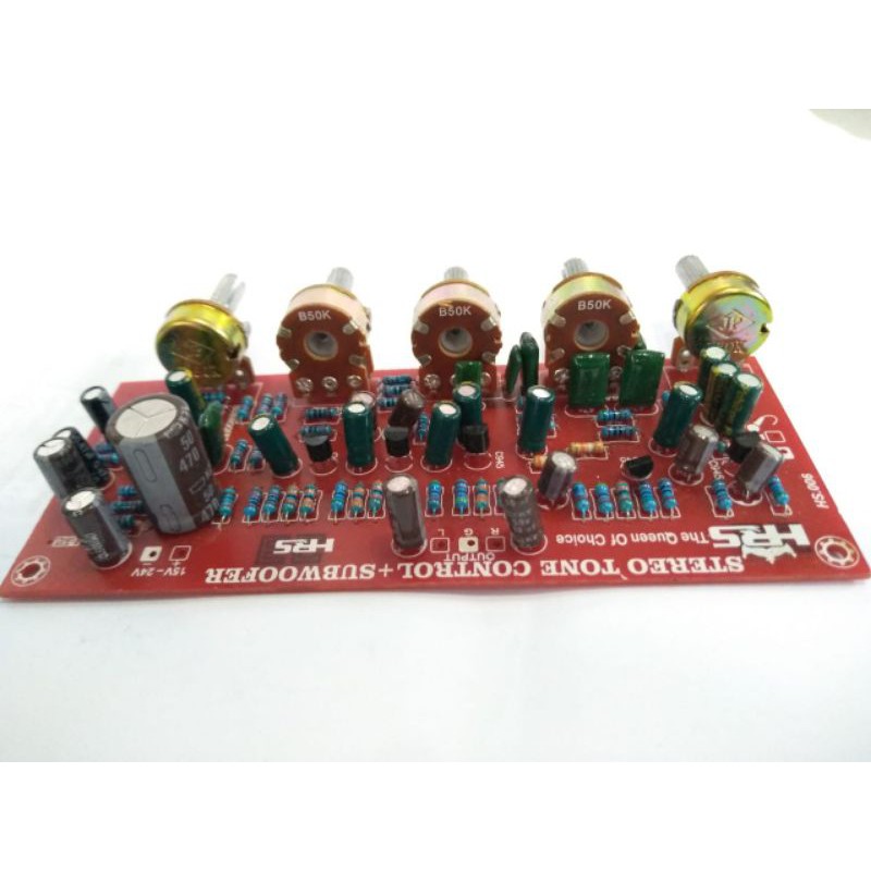 tone control stereo plus sub dan mic 5 potensio volume , trible ,bass, sub , mic