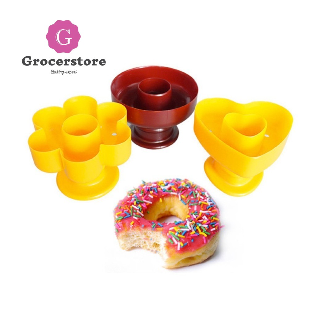 Cetakan Donat Bentuk Bulat / Bunga / Hati / Doughnut Mold