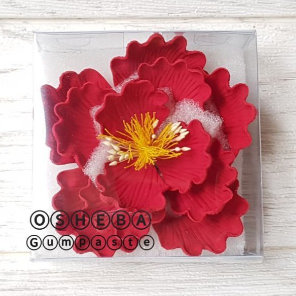 

[osheba] gumpaste bunga bs peony 10 cm warna merah