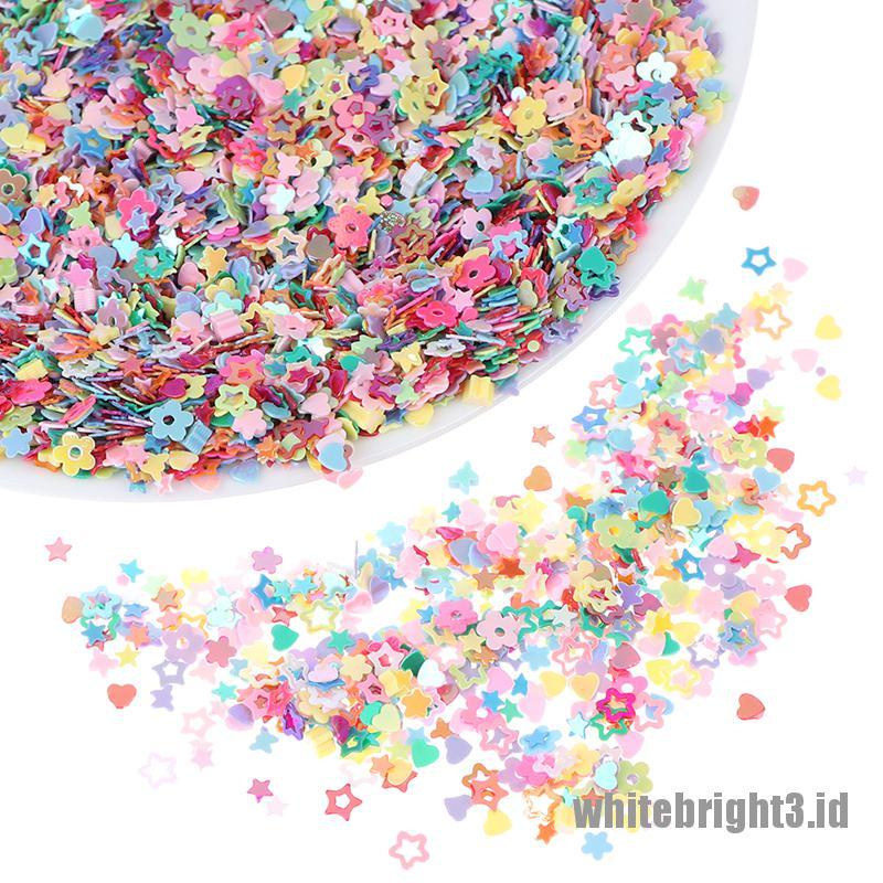 (white3) 15g Payet Glitter Bentuk Bintang / Hati Bahan Resin Untuk Dekorasi DIY