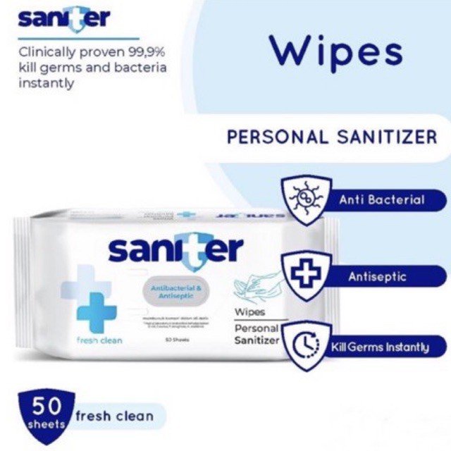 Saniter Personal Wipes Sanitizer 20's 50’s - Saniter Tissue Basah Antiseptik