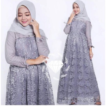 Caroline Maxi Amie 1| Fashion Muslim Baju Kondangan | OOTD Gamis Wanita Kekinian | Varian Army | HQ