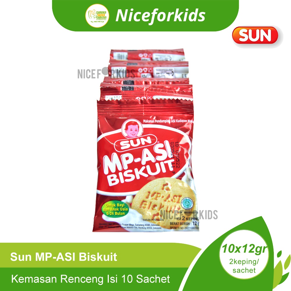 Sun MP-ASI Biskuit 12gr Usia 6-24 Bulan Renceng Isi 10 Sachet / Sun BIskuit Bayi