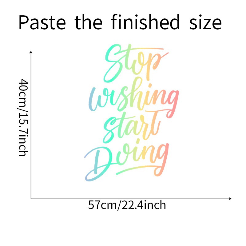 Stiker Dinding Desain Slogan Stop Wishing Start Doing Untuk Dekorasi Kamar Tidur