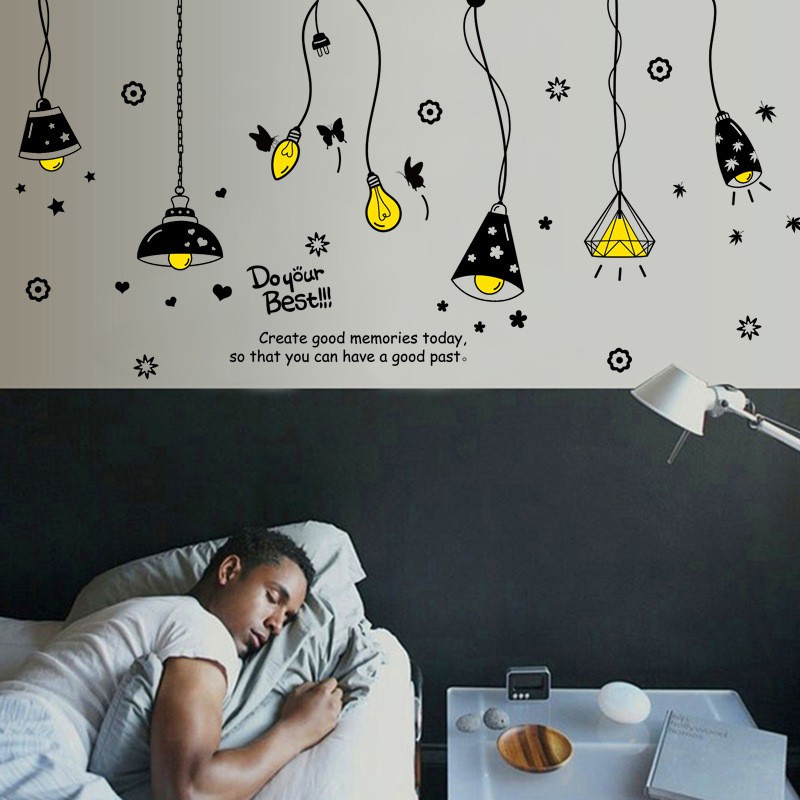 RELIZA WALL STICKER 60X90 LAMPU GANTUNG HITAM WALL STIKER DINDING XL8198