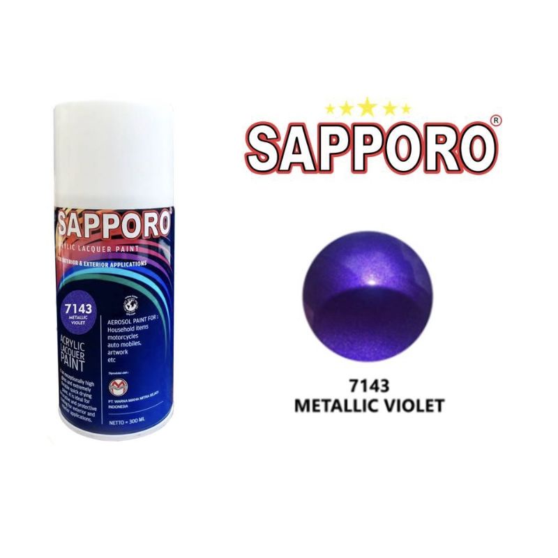 SAPPORO 7143 METALLIC VIOLET CAT SEMPROT SPRAY PAINT WARNA UNGU METALIK saporo bukan merk PYLOX DITO