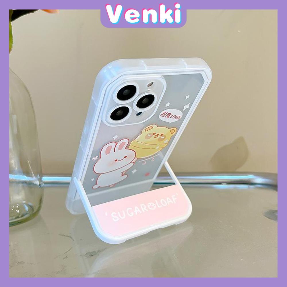 iPhone Case Acrylic Invisible Folding Stand Silicone Soft Case Shockproof Camera Cover Rabbit Cute Cartoon Compatible For iPhone 11 Pro Max 13 Pro Max 12 Pro Max 7Plus xr XS Max