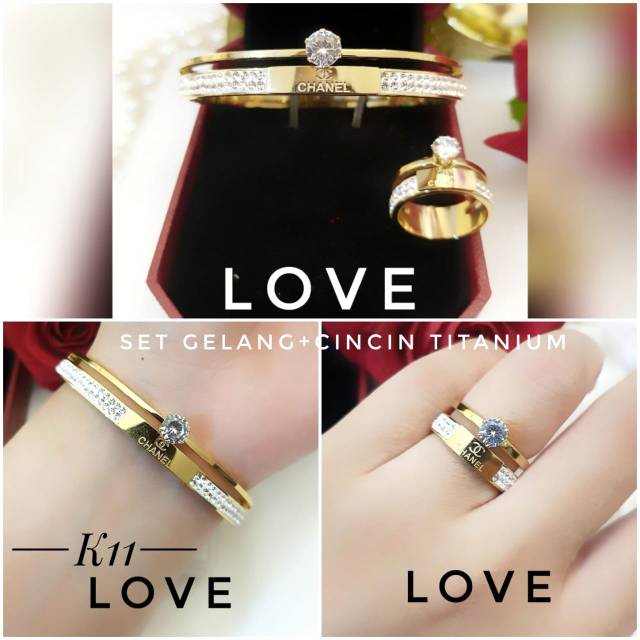 set gelang cincin titanium