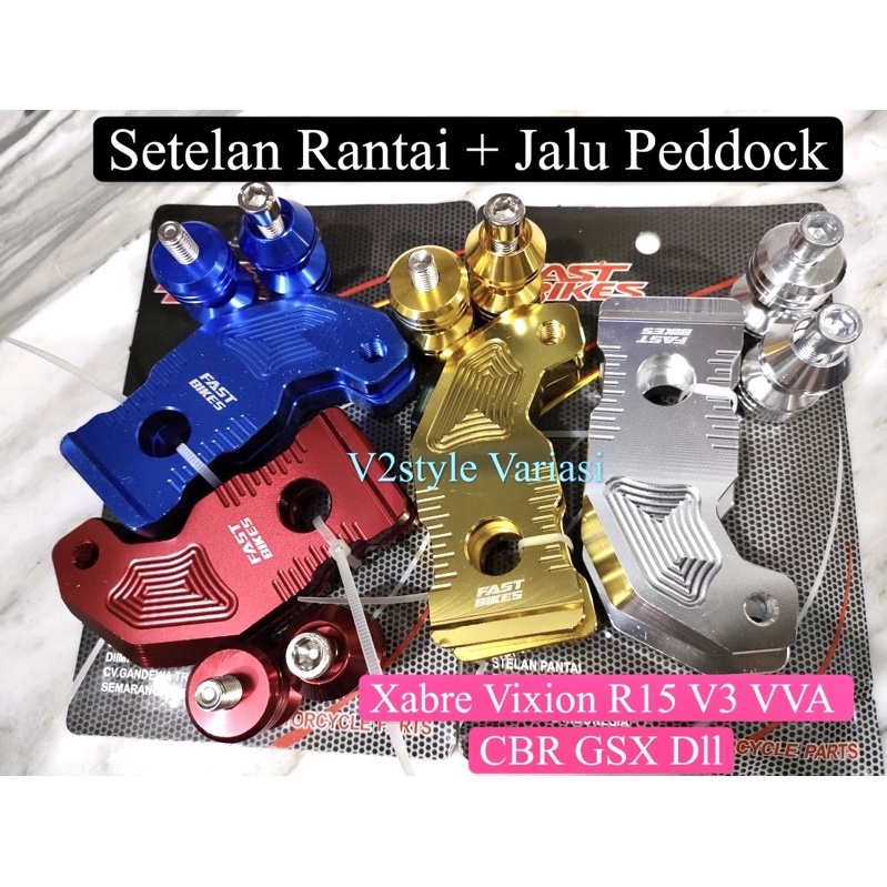 Setelan Rantai Jalu Paddock Set Baut CNC PNP Arm Banana Peddock Xabre Vixion R15 V3 VVA CBR GSX R25