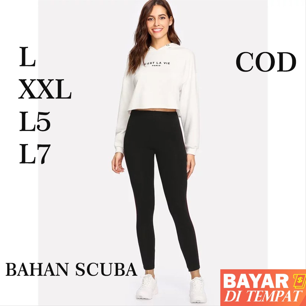 LEGGING TEBAL BAHAN SCUBA Premium