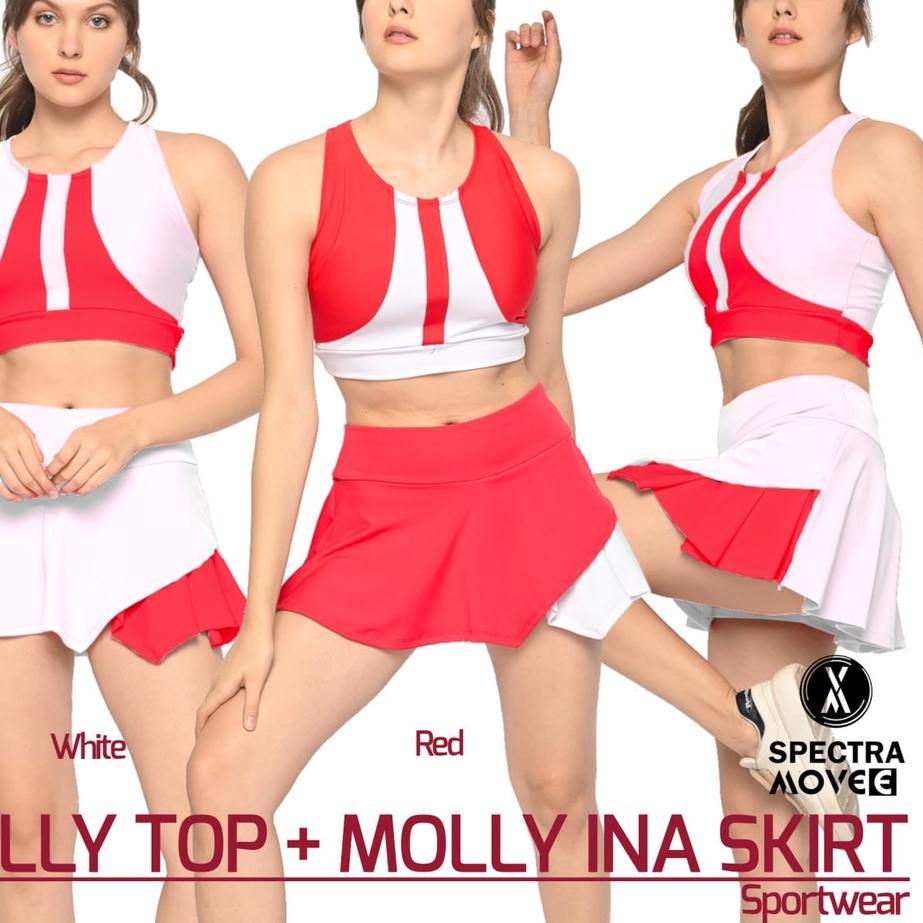 Keluaran Terbaru.. Rok senam MOLLY INA SKIRT baju senam KELLY TOP rok merah rok putih atasan senam c