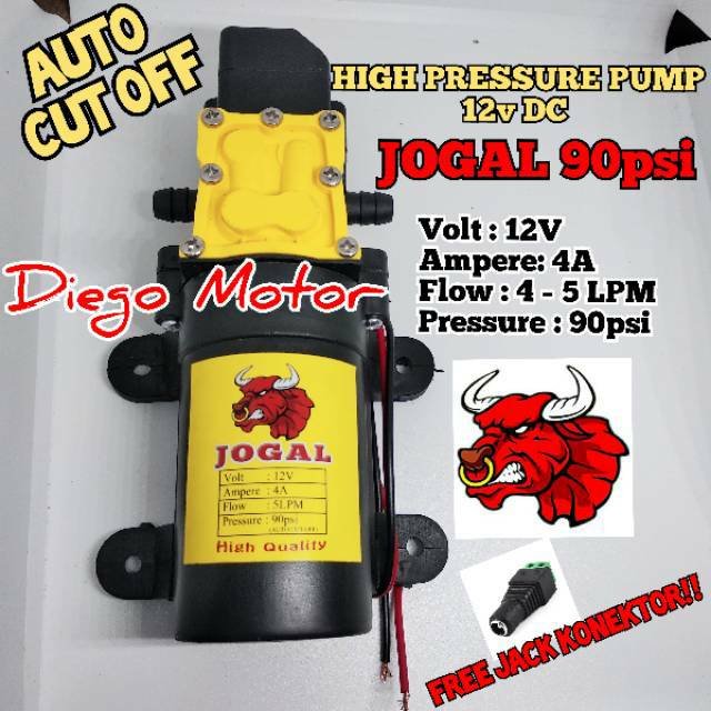 Dinamo Pompa air tekanan tinggi hama racun cba 12V DC JOGAL colok colok