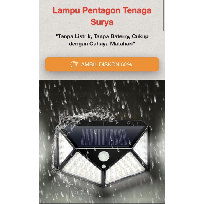 BAROKAH GAMIS Lampu Pentagon recharge Tenaga Surya matahari tanpa listrik pln