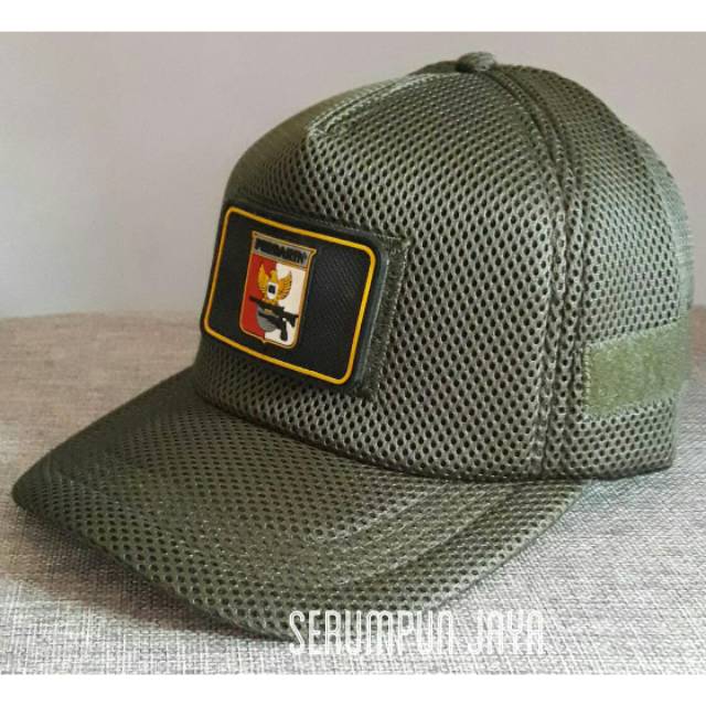 TOPI PERBAKIN ARMY - TOPI PERBAKIN JARING VELCRO HIJAU ARMY