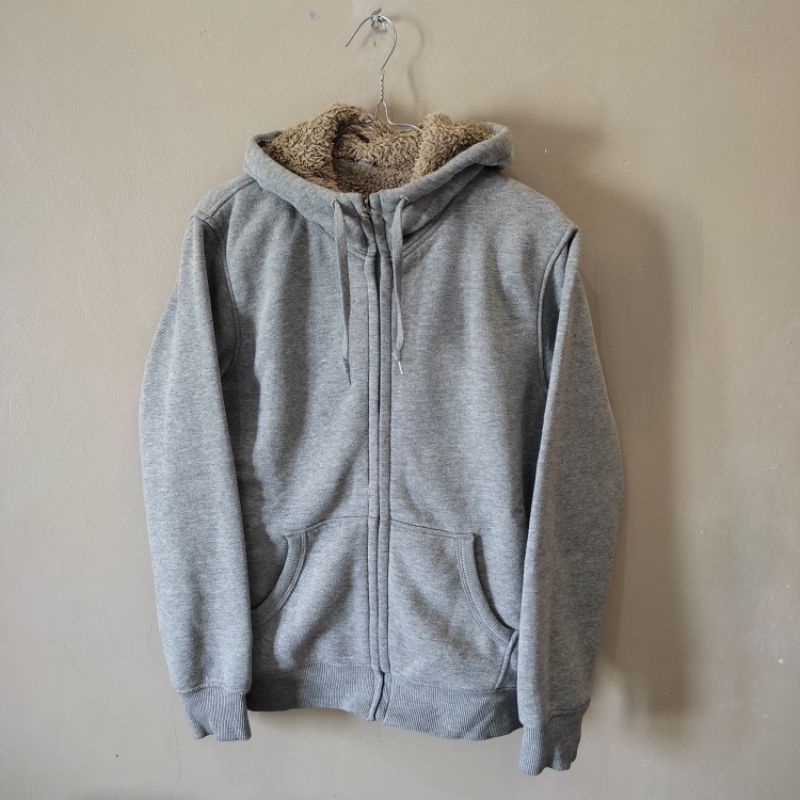 Jaket Uniqlo Hoodie Zipper Abu Size M