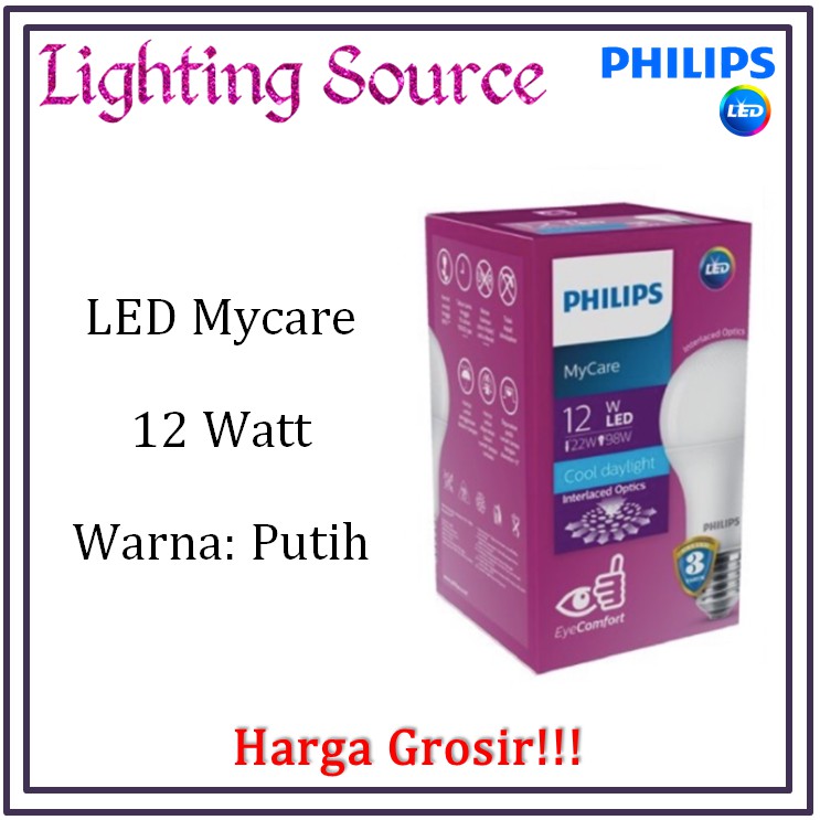 PHILIPS LED 12 WATT COOL DAYLIGHT PUTIH - LED PHILIPS 12 W 12 W GROSIR