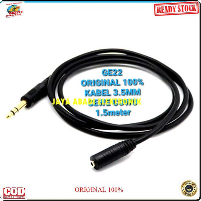 G22 Original Kabel aux Audio Extension 3.5mm 1.5meter cable sound system suara male female cewe cowo jack jek G22  Bisa di gunakan segala audio -Jack 3.5mm male to female -Panjang Kabel 1.5 METER -Jack &amp; Lobang Goldplate  ORIGINAL 100% EXTENSION 3.5MM 1.5