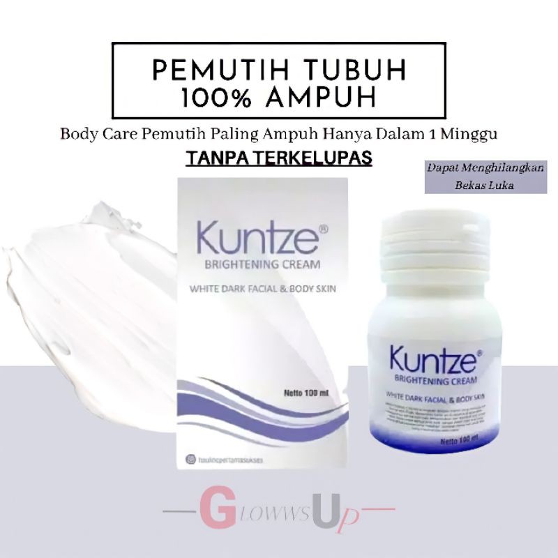 PEMUTIH BADAN KUNTZE BRIGHTENING CREAM WHITE FACIAL N BODY SKIN BRIGHTENING CREAM