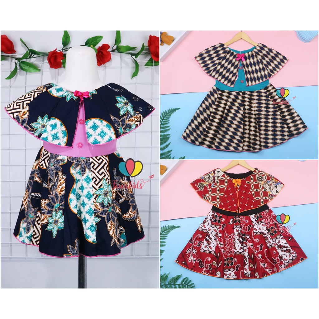 Dress Irene size 3-4 Tahun / Dres Batik Cape Baju Balita Cewek Anak Perempuan Murah Katun Adem Gaun