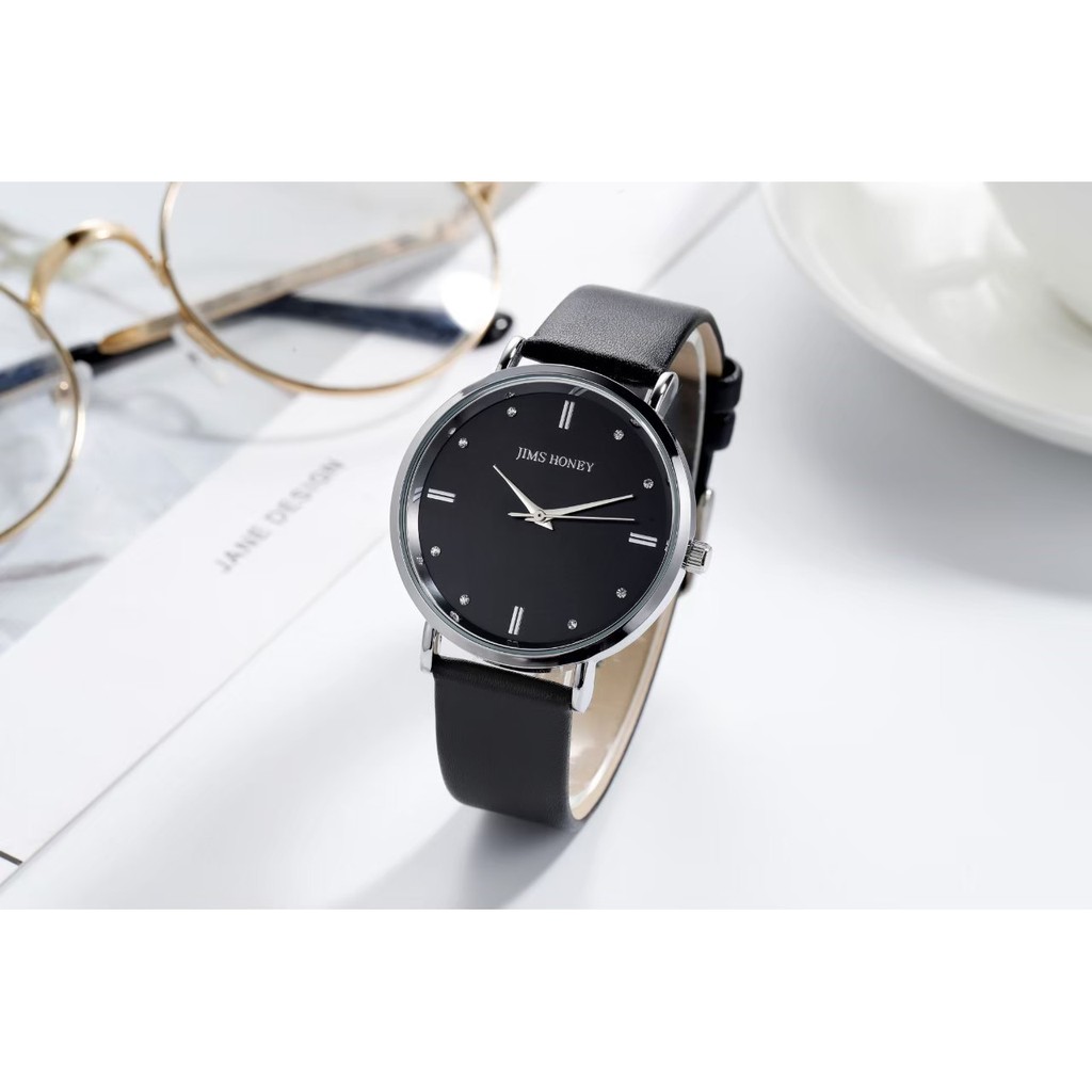 Jam 8123 JIMS HONEY ORIGINAL Jam Tangan Wanita Cewek Keren Analog Elegan Masa Kini Aksesoris Murah-L01 Black