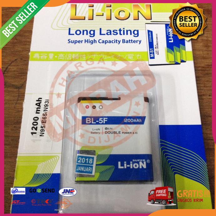 Acc Hp Baterai Nokia Bl 5F N78 6210 6710 E65 N96 1200Mah Super Lion Double Ic