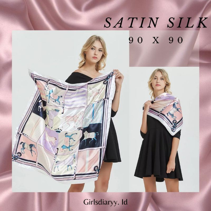Grosir (SSC) Hijab Jilbab Pashmina Scarf Syal Wanita Import 90 x 90 Satin Silk Premium Termurah