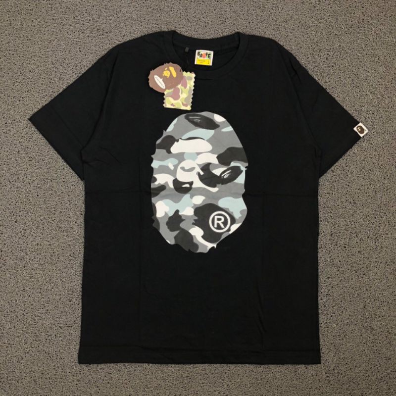 TSHIRT KAOS BAJU A BATHING APE BAPE CAMO APE FACE BLACK LIKE ORI