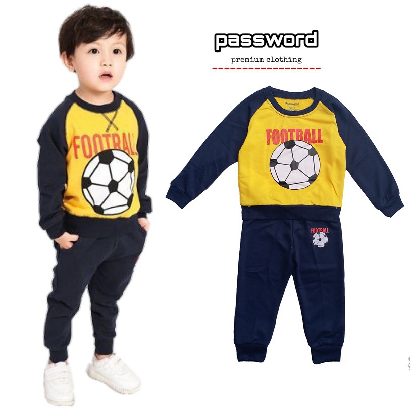 HappyOliver PASSWORD FOOTBALL Setelan Sweater 1 - 7 Tahun Baju Anak BerKualitas