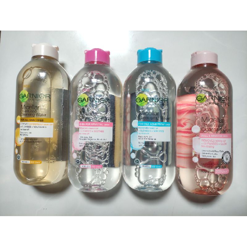 Garnier Micellar Water Cleansing Pink Biru Rose Vitamin C Oil Biphase 125 400 ml Makeup Remover