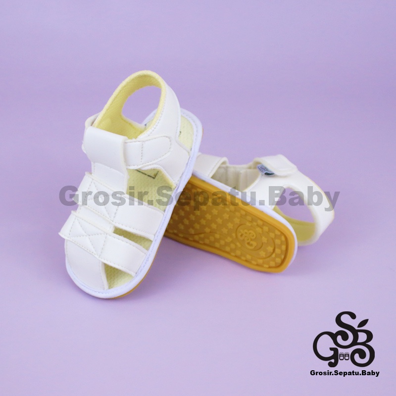 sandal bayi sepatu bayi sendal bayi laki laki perempuan prewalker bayi  umur 2 - 12 bulan model casual S04 polos PUTIH ringan fleksibel &amp; Anti Slip