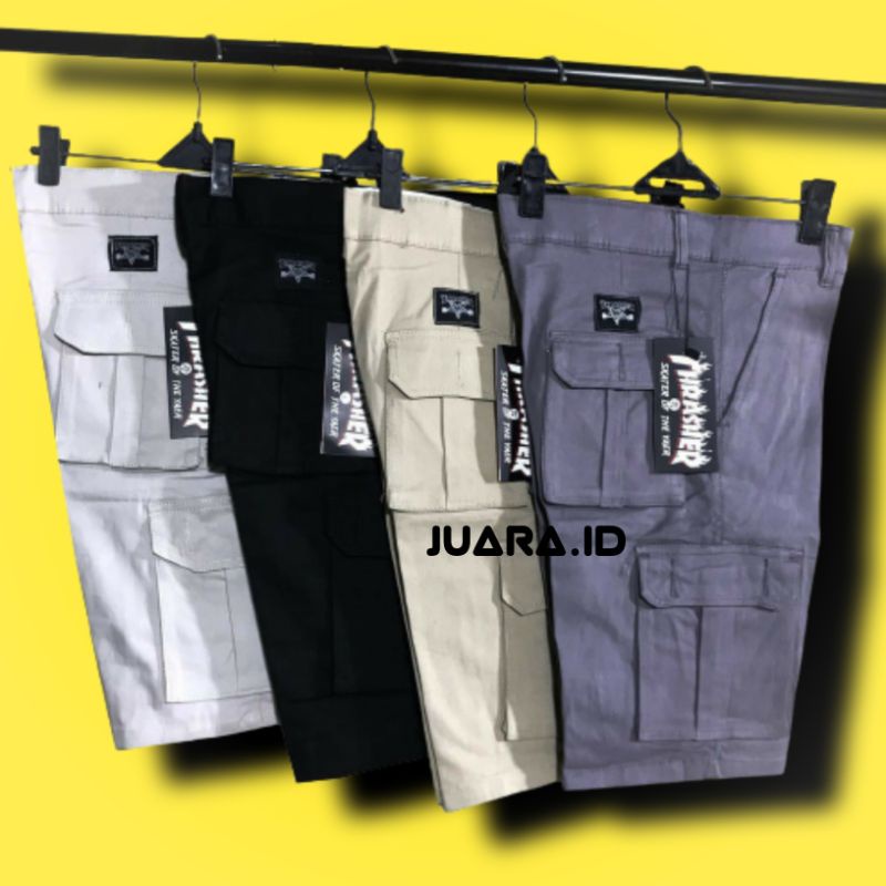 Trhasher Celana Pendek Pria Cowok Distro Santai Cargo Celana Kargo Gunung Murah