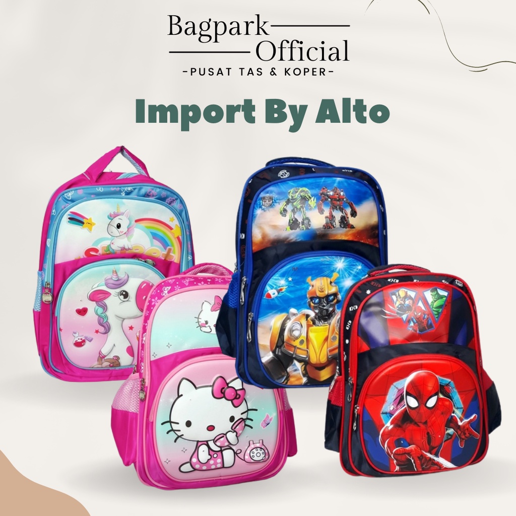 TAS ANAK COWOK TAS SEKOLAH ANAK CEWEK ALTO GAMBAR SPIDERMAN AVENGERS HELLO KITTY FROZEN LAMPU TERMURAH