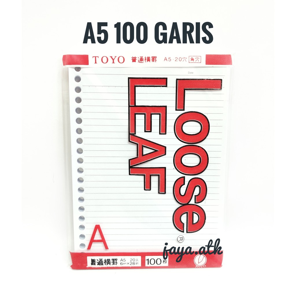 Loose Leaf A5 / Isi Binder 85gsm 100lbr Garis Toyo