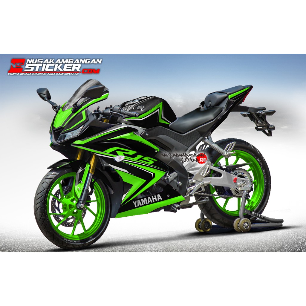 Decal Stiker R15 V3 VVA 155 - Hitam Hijau Sticker Full Body