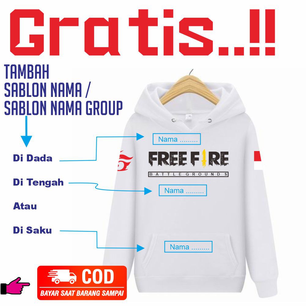 NEW MODEL JAKET FREE FIRE ANAK LAKI LAKI MASKER NINJA USIA 7 - 14 tahun GRATIS TAMBAH SABLON NAMA