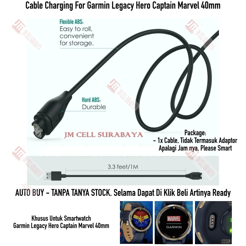 Cable Kabel Charge Data For Garmin Legacy Hero Captain Marvel 40mm