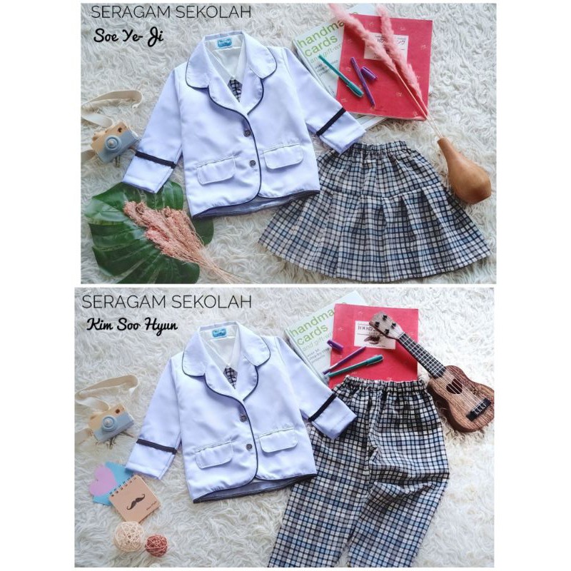 SERAGAM SEKOLAH ANAK TK PAUD / SERAGAM KOSTUM KOREA / KOSTUM SERAGAM SEKOLAH IBU ANAK
