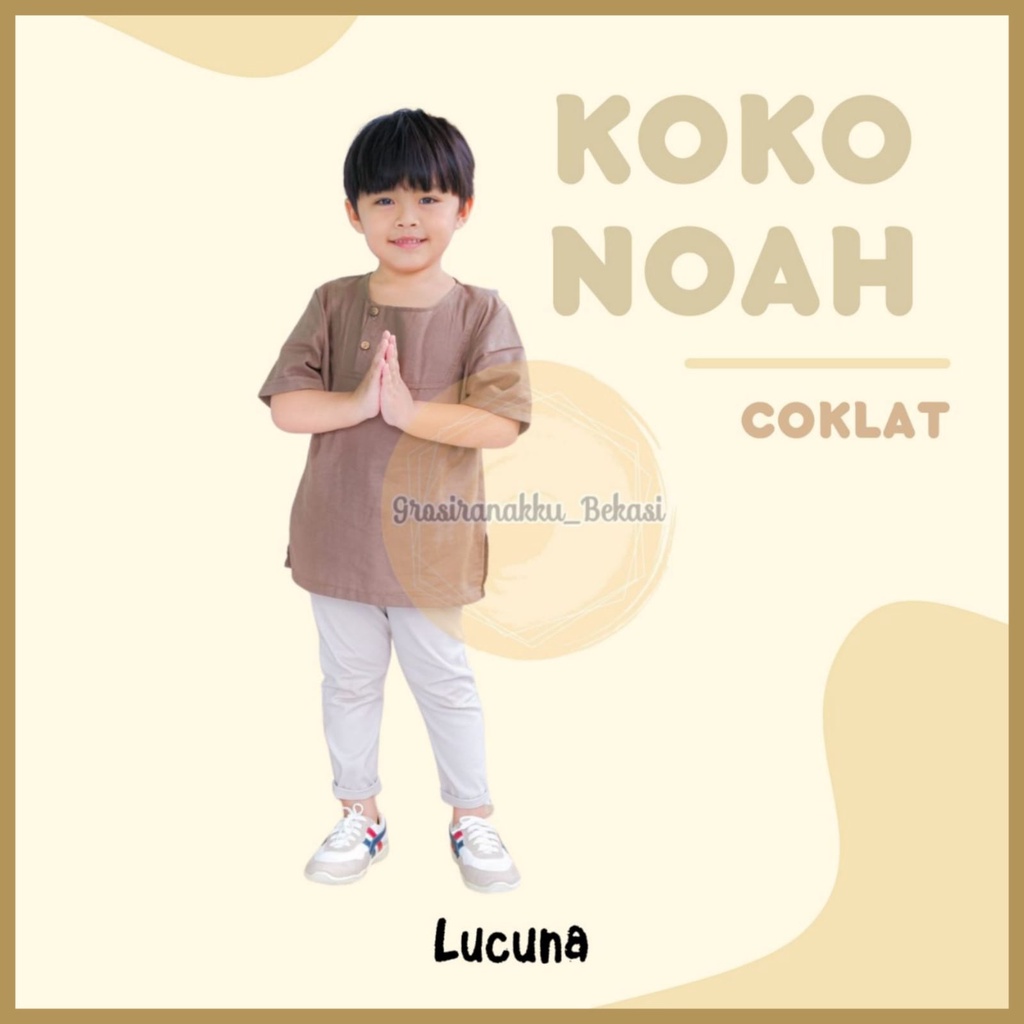 Koko Anak Noah Lucuna Linen Warna Coklat 1-5tahun