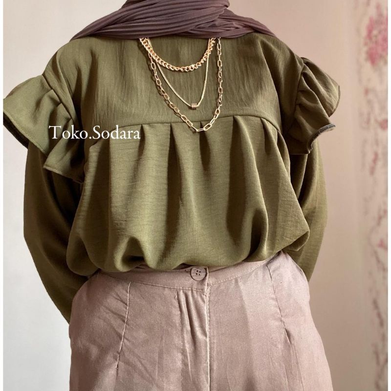 Blouse Wanita Hafiza // Hafiza Blouse Crincle // Blouse Lengan Balon Korea Style