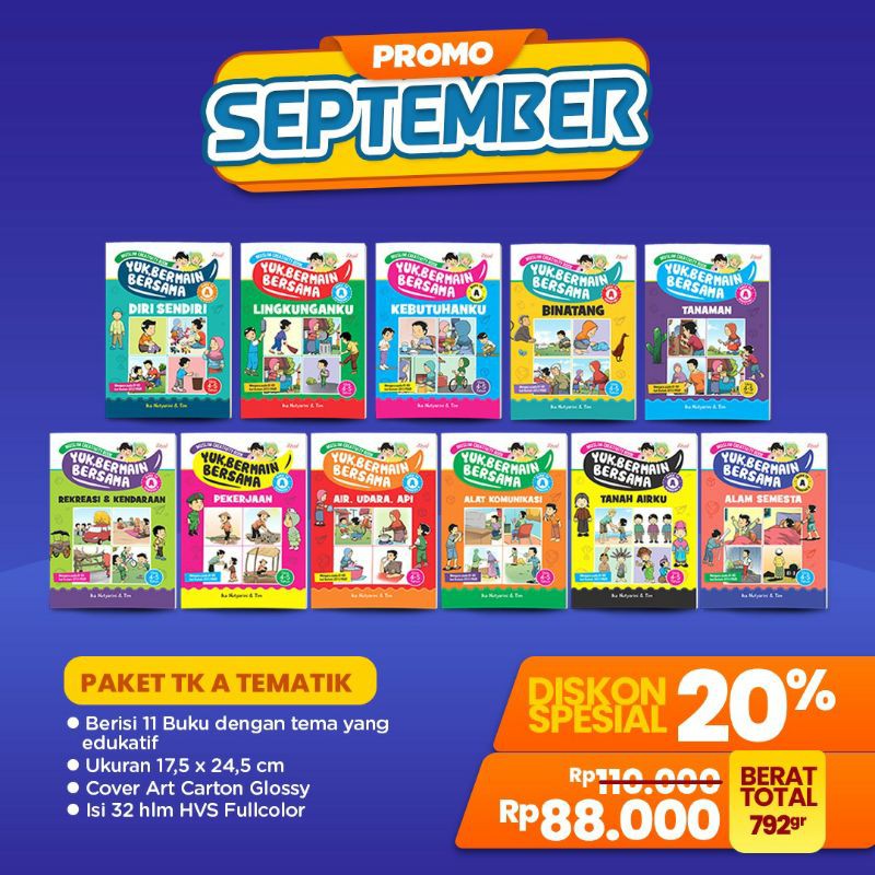 Paket Buku Tematik TK-A, semester 1 dan semester 2