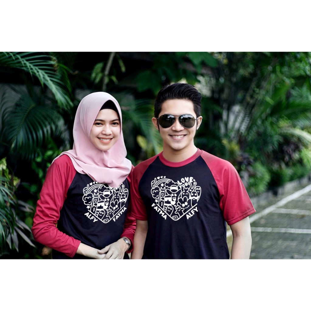 Kaos Couple Romantis Kekinian Cetak Nama