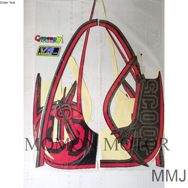 Striping sticker list body motor Honda Scoopy 2014 Hitam list merah